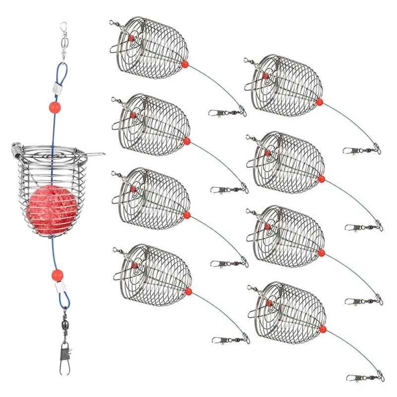 Carp Fishing Bait Trap Cage Bulk Stainless Steel Feeder Basket Holder Coarse Lure Trap Catfish Carp Fishing Accessories 3-12pcs