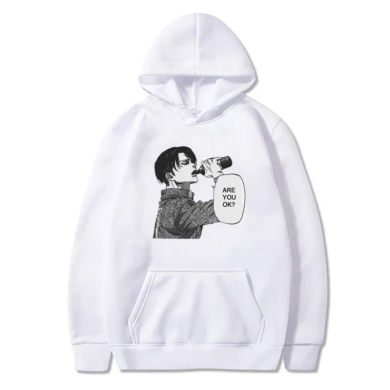 Mężczyźni kobiety Anime bluzy atak na tytana Levi Ackerman bluza Plus rozmiar Manga Streetwear Harajuku jesień sweter unisex