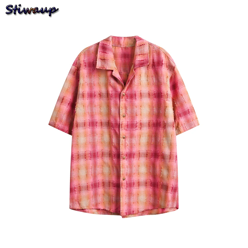 

Summer Trend Women's Elegant Blouses 2024 Short Sleeve Plaid Shirt Youthful Woman Clothes Large Size Top Women's Stylish Blouses