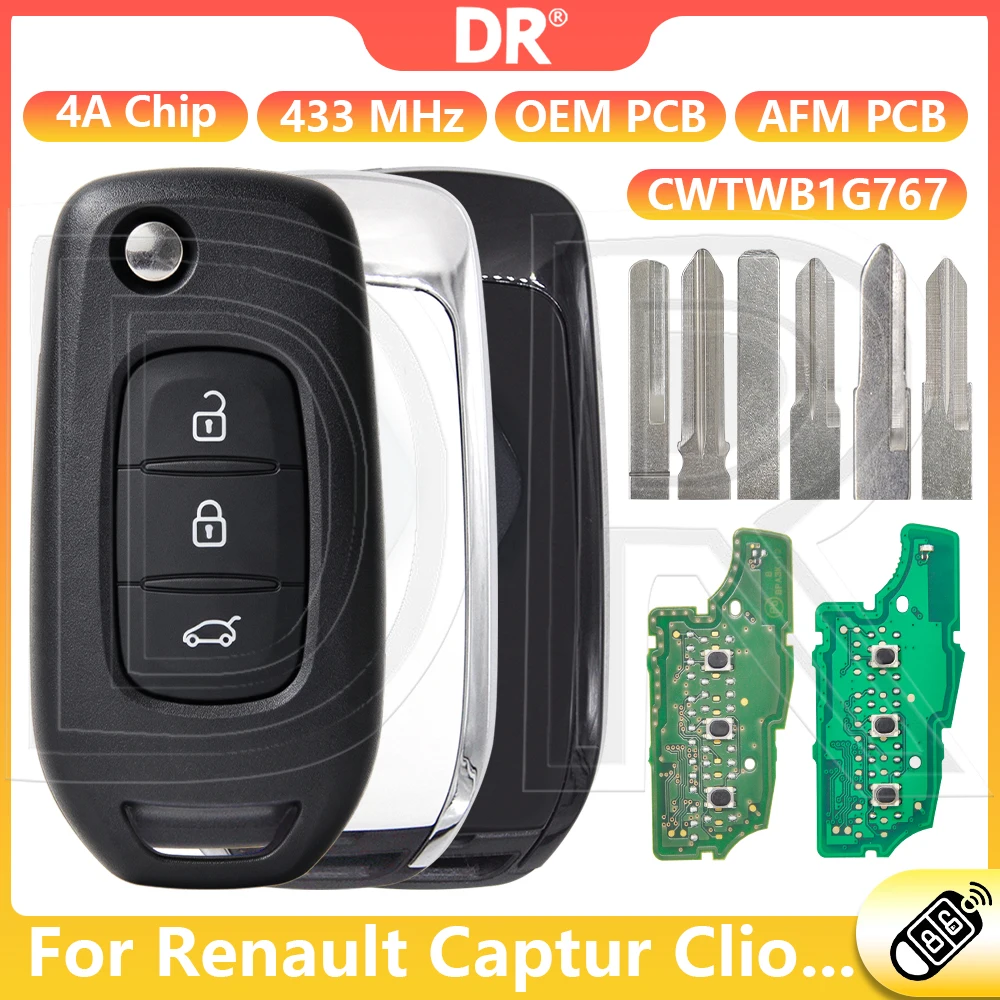 DR3 4A PCF7961M Chip 433MHz CWTWB1G767 Car Remote Key For Renault Captur Clio Megane Symbol Kadjar Twingo Dacia Duster Sandero