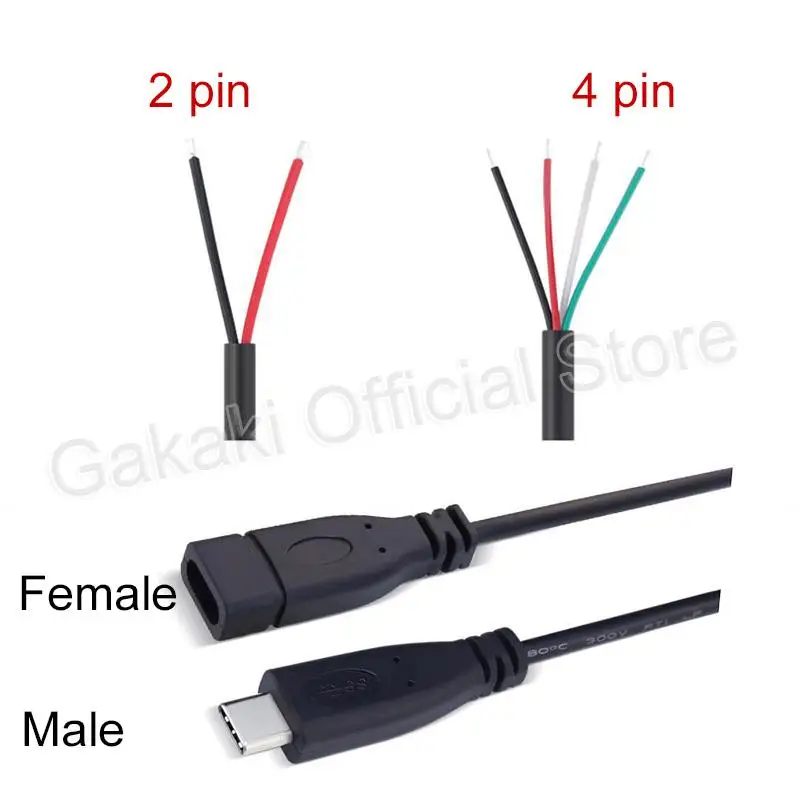 Męski na żeński 2-pin 4-linia pin Micro USB 2.0 typu C kabel ładowarki 2.5mm 3.5mm AUX złącze Mono przedłużacz kabla zasilającego