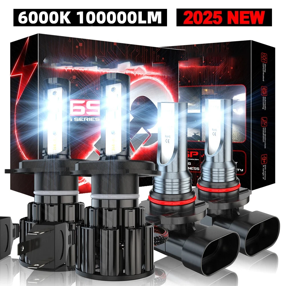 

9008 9005 Canbus LED Headlight Kit For Ford Explorer Sport Trac 2007-2010 1:1 Same Size 6000K 100000LM Hi/Lo Beam+Fog Lamp Bulbs