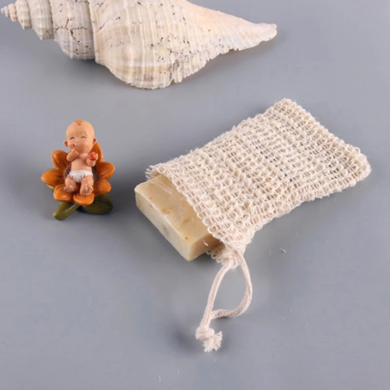 1Pcs Sisal Soap Saver Bag Exfoliating Mesh Pouch Eco Friendly Natural Zero Waste Foaming And Scrubbing Sisal Bag FOR Bathroom