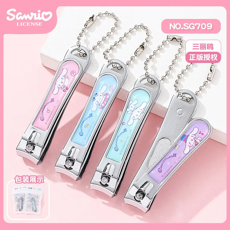 Sanrio Genuine Authorized Cartoon Melody Kuromi Stainless Steel Nail Scissors Cute Cinnamoroll Exquisite Flat Manicure Tool