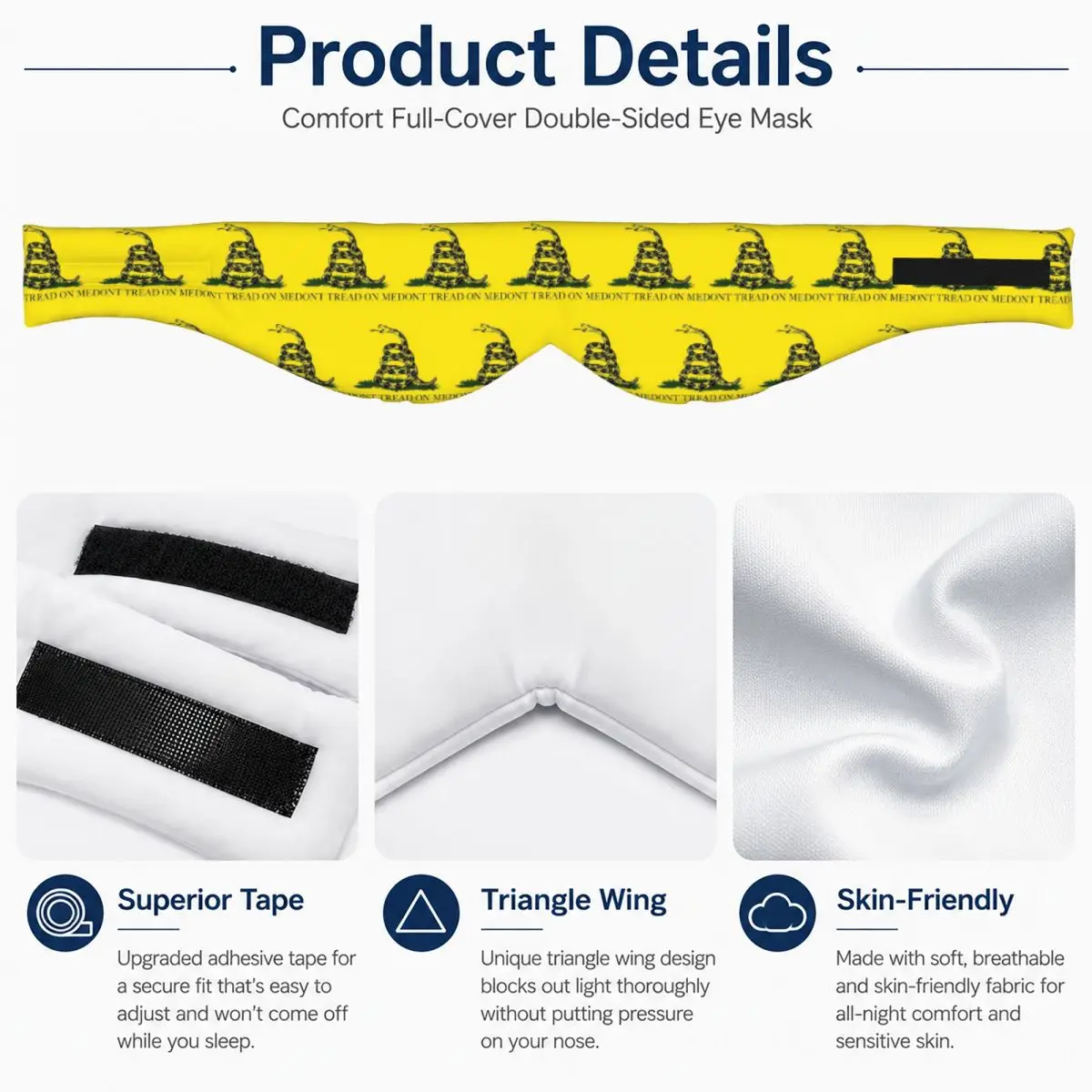 Gadsden Don't Tread On Me Flag sleep mask Light Blocking Portable Eye Cover for Girls Boys Home Sleeping Party Eyeshade eyepatch view 4