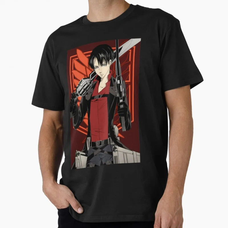 

Captain-Levi Attack On Titan Gift t shirt for Anime lover Manga Graphic Y2K clothes Large size Tops Cartoon Tee 100% cotton
