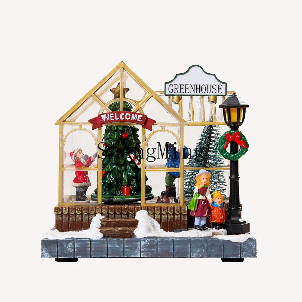 

PYH New Christmas Ornaments Luminous Music House Christmas Gifts Resin Crafts Creative Tabletop Ornaments