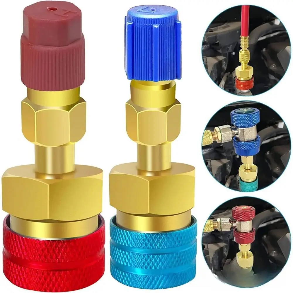 1/2Pcs High and Low Side R1234YF Quick Coupler Adapter Auto Off Multifunctional Refrigerant Quick Couplers Kit Prevent Leakage