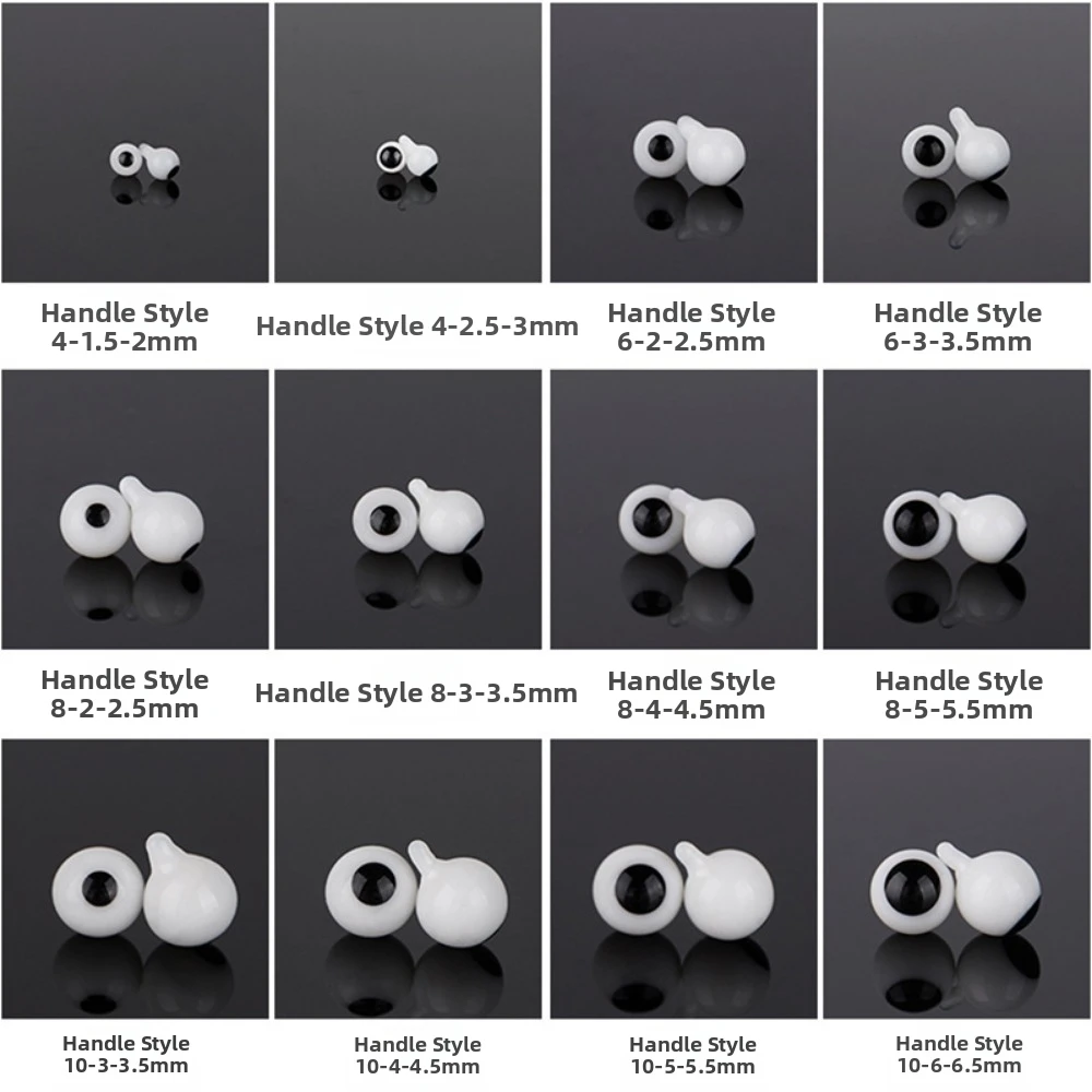 4mm 6mm 8mm 10mm Glass Eyes Eyeball Handle Style Black DIY Making Crafts Accessories Black Pearl Eyes For BJD /for OB11 Dolls