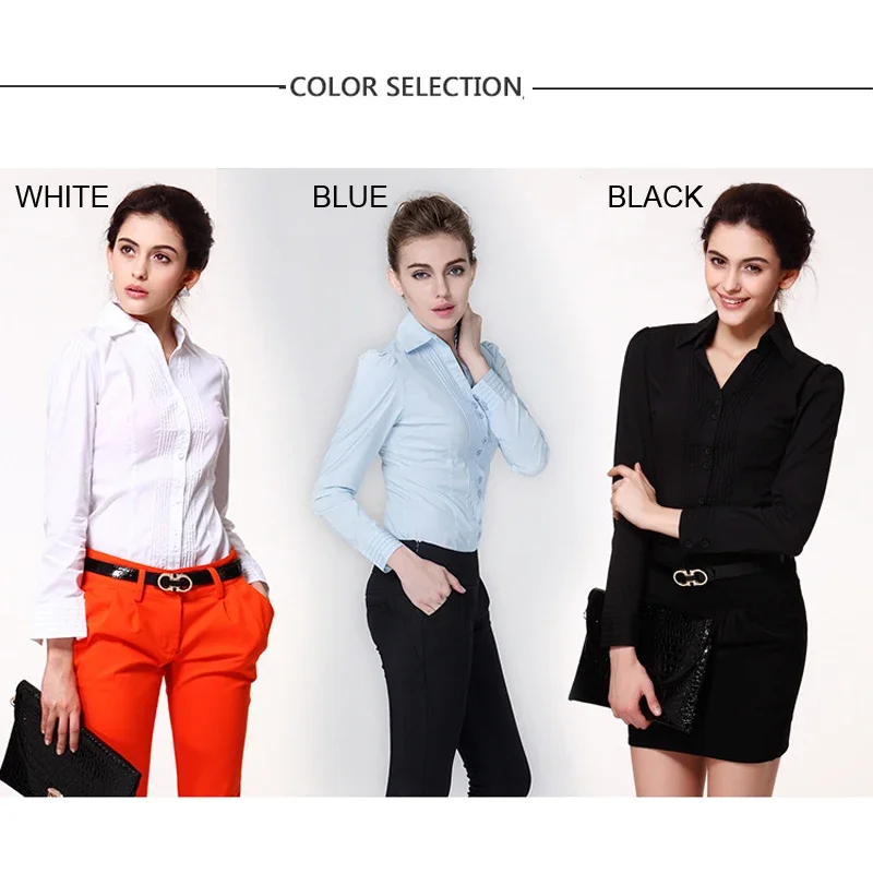 

Plus Size Solid Color Turn-down Collar V Neck Bodysuit Women Shirts Front Pleated White Blouse Office Ladies Tops Black Blue 5XL