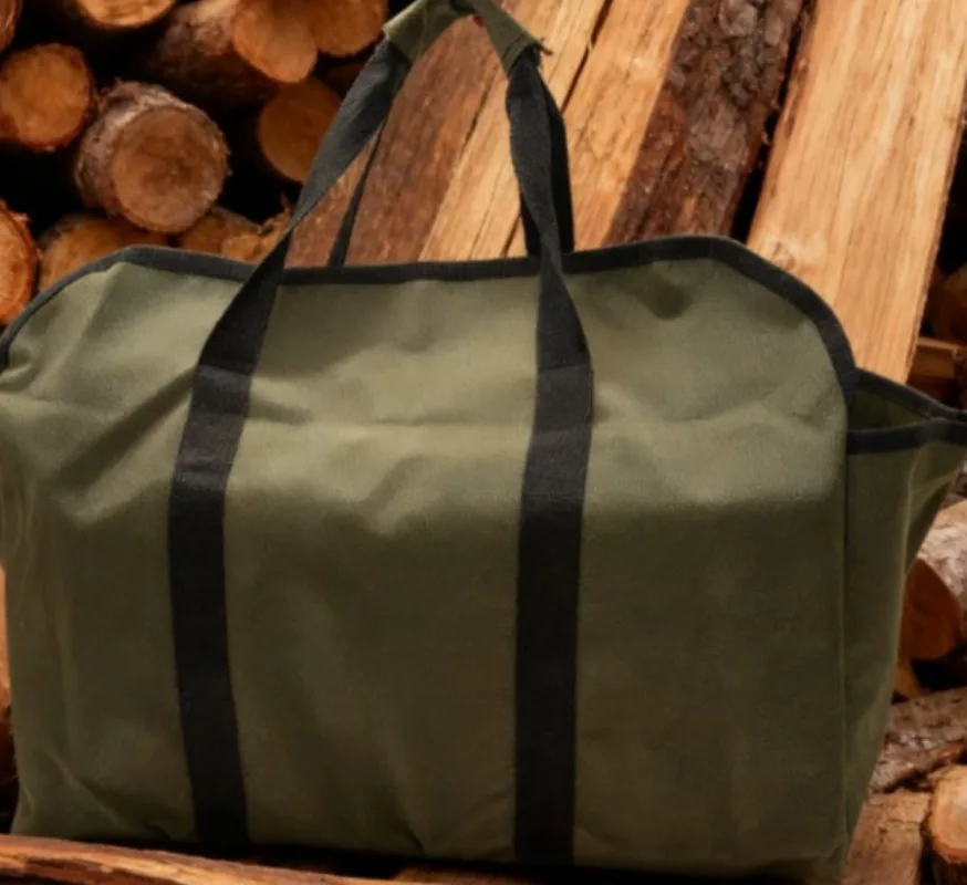 Storage Bag Portable Firewood Carrier Travel Pack Sturdy Handheld Firewood Sack for Wood Storage with Durable Construction.