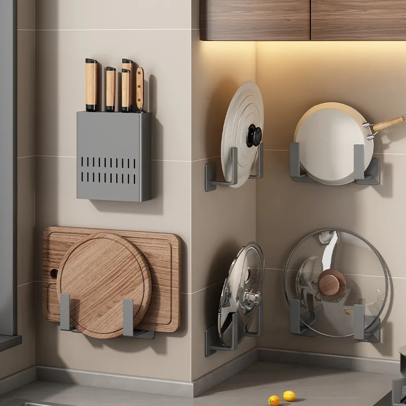 Pot lid rack without punching wall mounted kitchen shelf Multi-function cutting board cutting board storage hanger