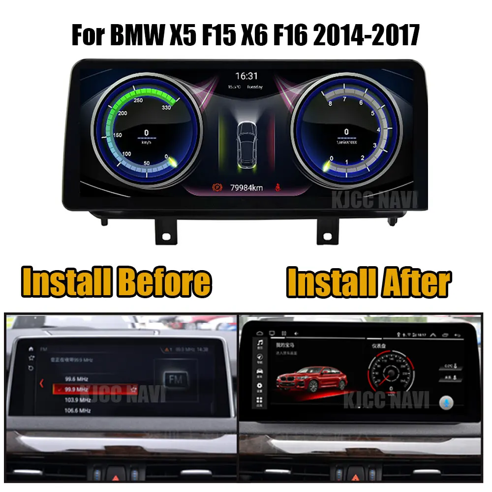 Carplay multimídia sem fio, navegação GPS, rádio estéreo BT Media, WiFi BT, Android 14, 12.3 ", BMW X5, F15, X6, F16, 2014-2017