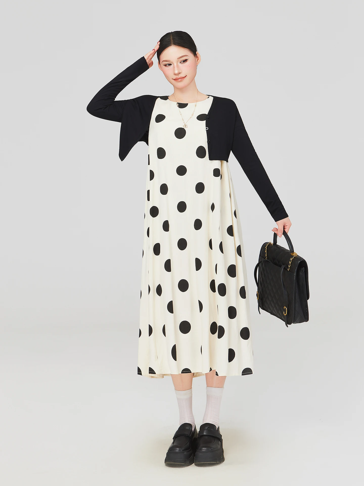 

Spring 2026 Women's plus Size Knitted Set Dr with Polka Dot Design Svel Vest And Long Skirt Korean Sle Outfit