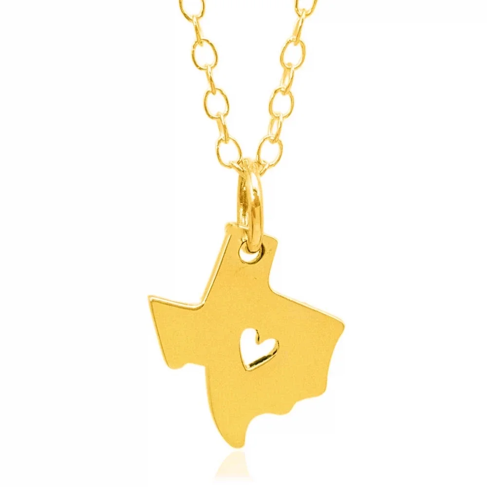 State of Texas Map Shaped Necklace Stainless Steel Small Pendant TX Heart Love Texan Charm Collar Clavicle Choker Hometown Gifts