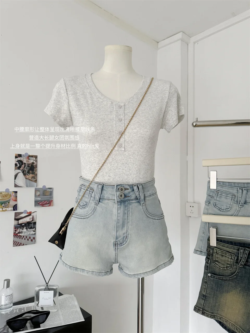 Women Light Blue Denim Shorts Vintage Low Waist Mini Jeans Shorts Y2k Shorts Pants Harajuku Trashy 2000s Clothes New Summer 2024