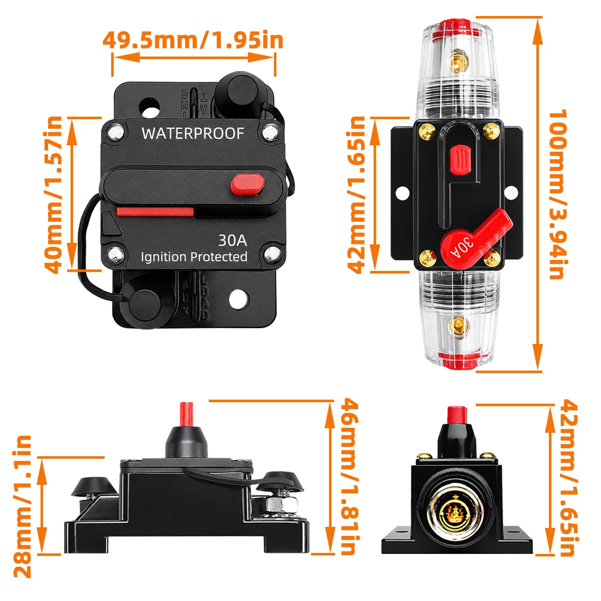 PINMOAP Manueller Reset-Schutzschalter 20-300A 12V-48V Geeignet für Automobil- und Boot-Leistungssysteme, Sicherungsschalter – Detail 5