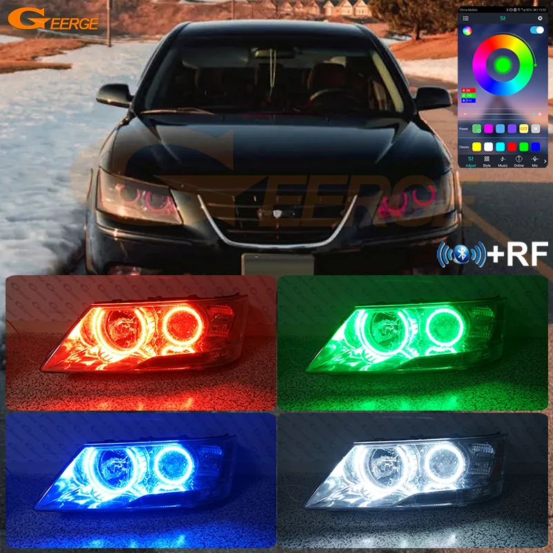 

For Hyundai Sonata NF Facelift 2008 2009 2010 Bluetooth APP Multi Color Ultra Bright RGB LED Angel Eyes Kit Halo Rings