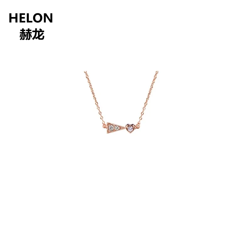 Solid 18k Rose Gold Pendant SI/H Full Cut Natural Diamonds Women Necklace Engagement Wedding Pendant Unique Design vintage