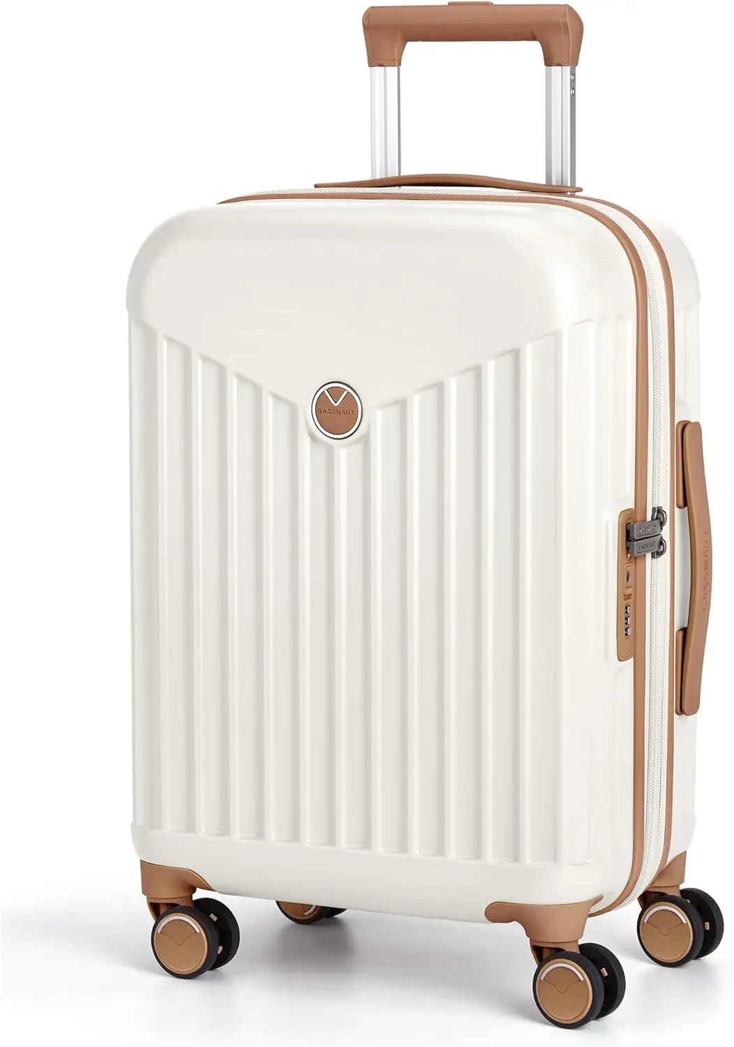 Expandable Hardside Spinner Luggage, TSA Lock, Airline Approved Lightweight Carry-On Suitcase 20 Inch Beige