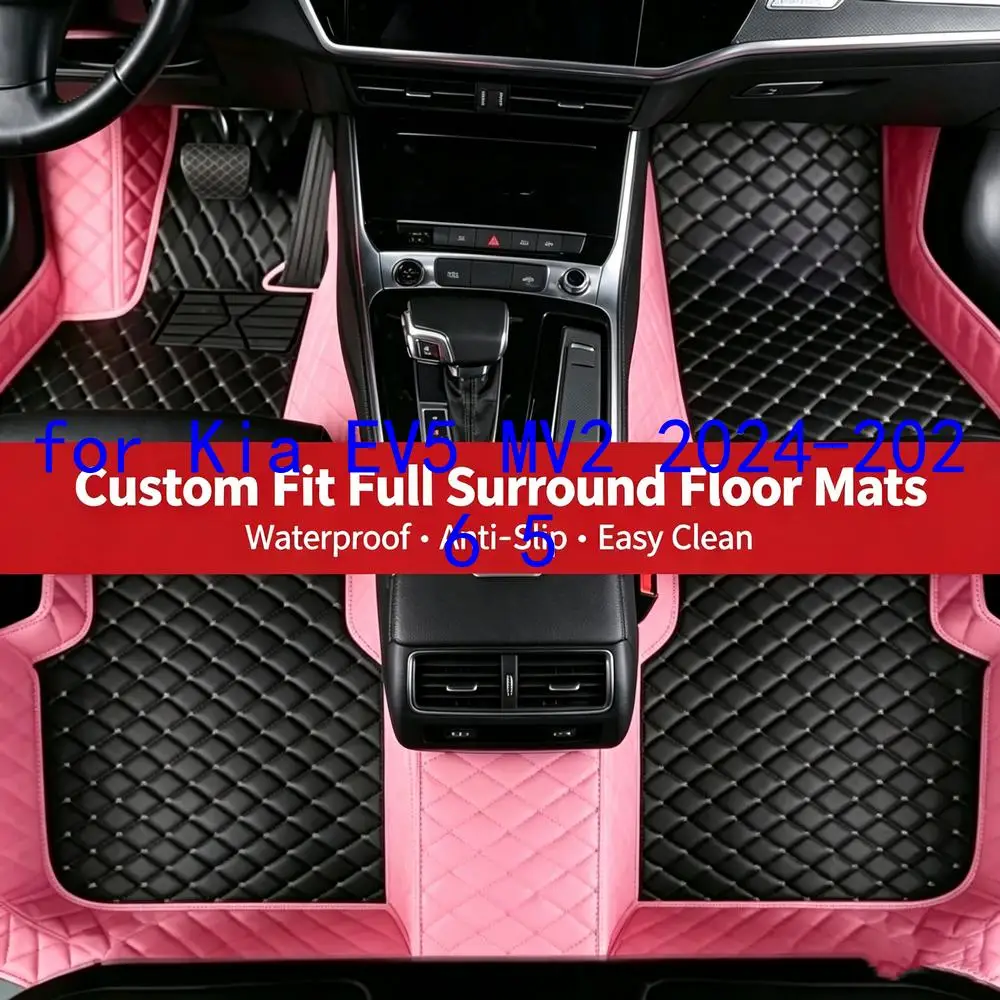Tappetini per auto in pelle con diamanti personalizzati per Kia EV5 MV2 2024-2026 5 posti, tappeto interno per tutte le stagioni, accessori auto 3l321