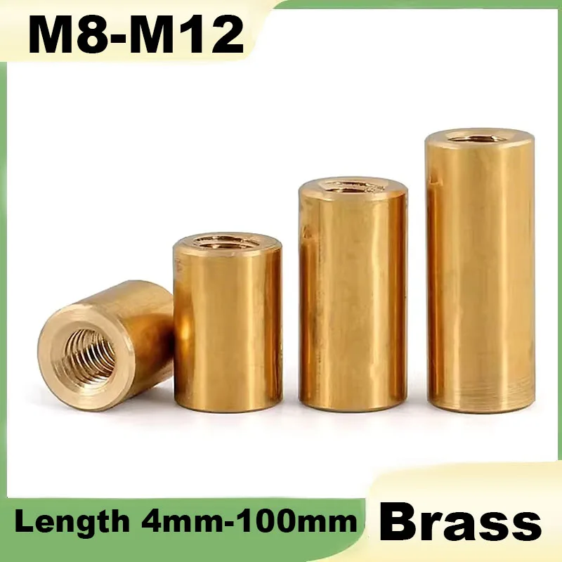 Brass Lengthen Round Nuts M8 M10 M12 Length 5mm~100mm Standoff Spacer Pillar Sleeve Tubular Nuts Joint Sleeve Nut