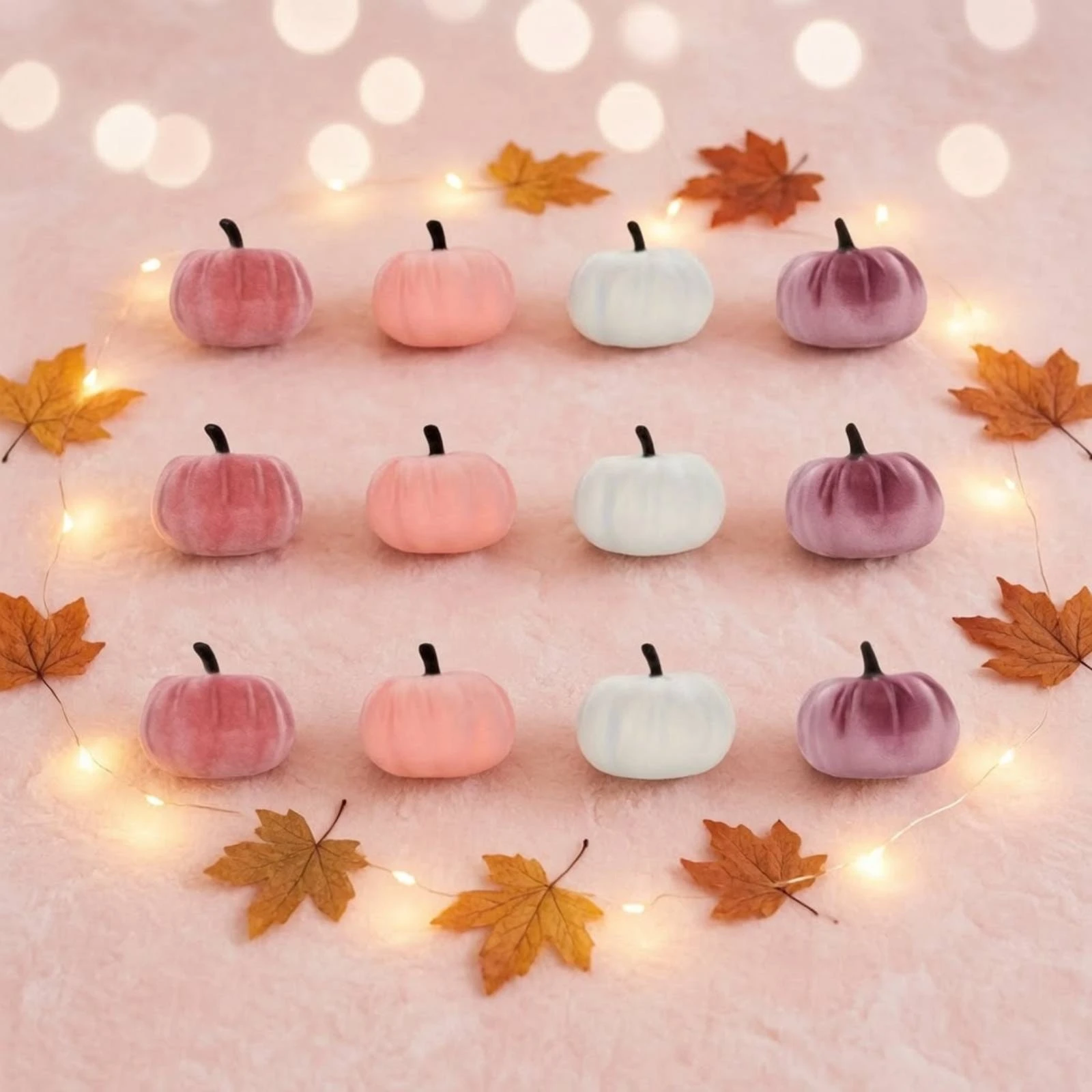 

12 Pieces Decorative Velvet Pumpkin Ribbed Velvet Pumpkins Soft-Textured Pumpkins Cozy Decorations Compact for Autumn, Tabletop