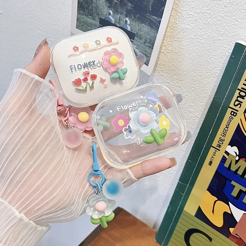 Xiaomi Redmi Buds 5用のキーリング付き保護ケース,漫画のデザイン,かわいい,女の子と女性用