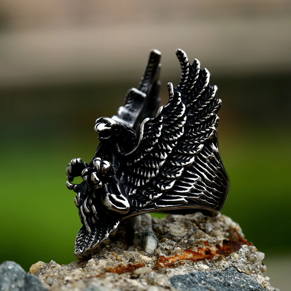 BEIER 2022 Viking Flying Eagle Ring Punk Rock Hip Hop Personality Jewelry For Men Wholesle