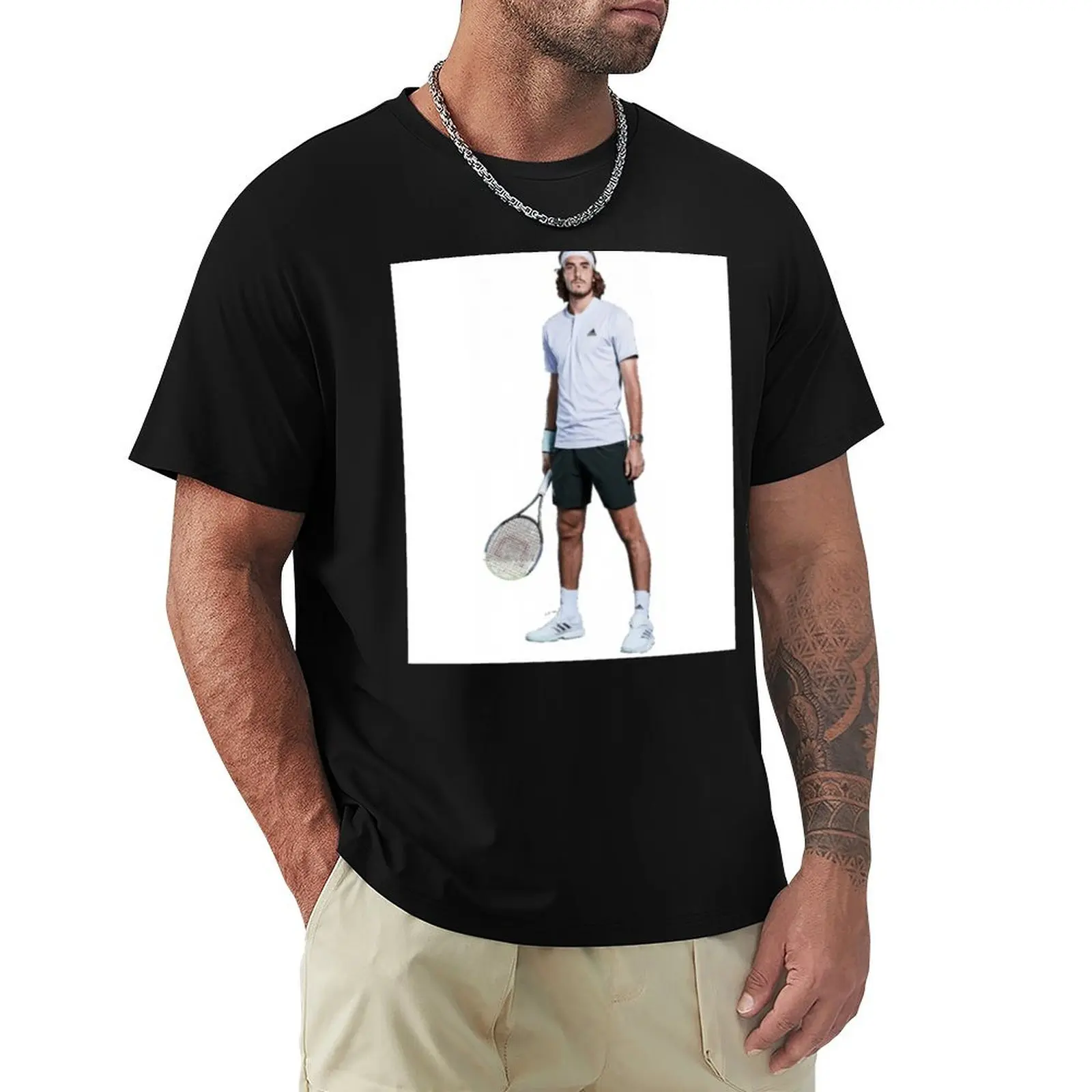 Stefanos Tsitsipas T-Shirt boys whites korean fashion fitted t shirts for men