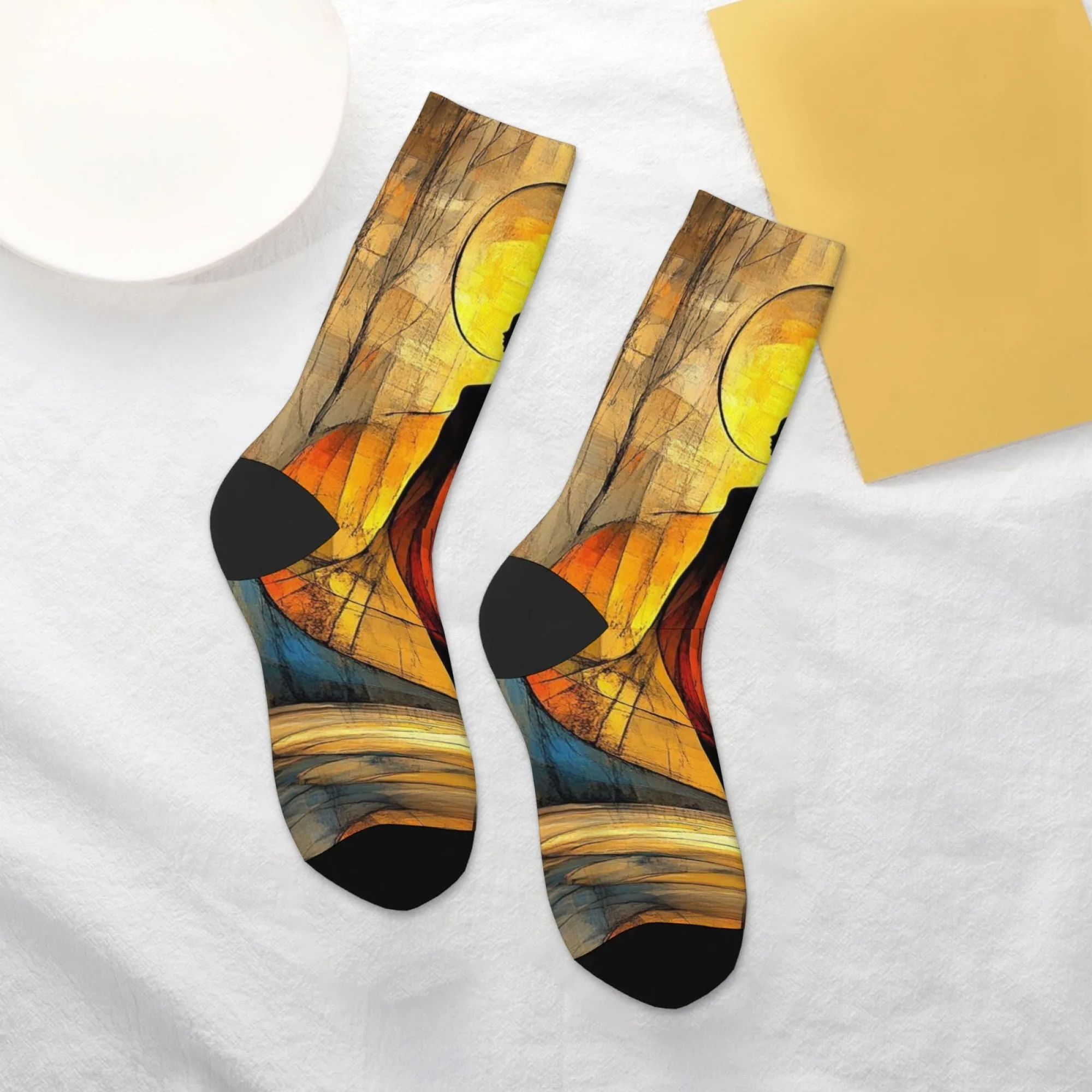 صورة ظلية لراقصة الجوارب الرجالية جوارب الهالوين السعيدة هدية الجدة متعة جوارب ضغط ريترو ستايل موضة جوارب رياضية