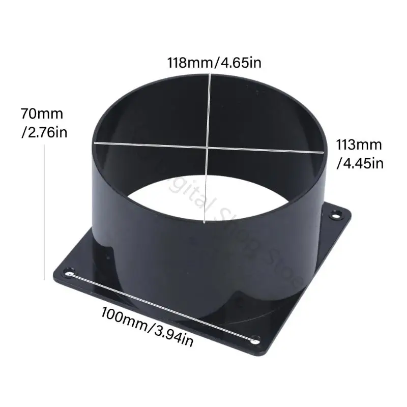 96BA Runde Lüfterkanalkupplung, Kanalabdeckung, Trichter für 120-mm-Lüfter, 2er-Pack, schwarzer Kunststoffkragen mit – Detail 6