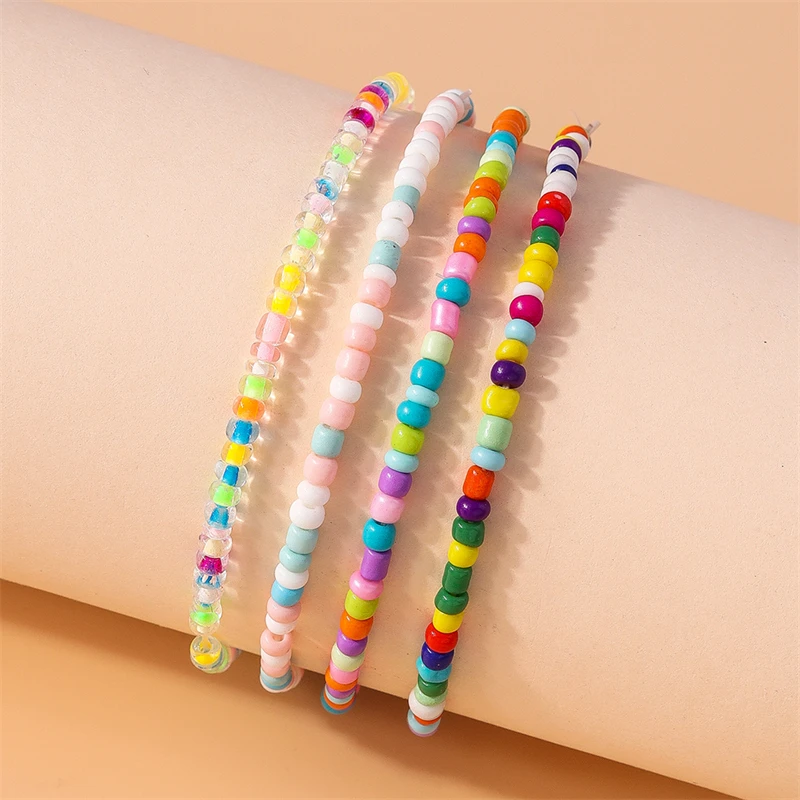 4 teile/satz böhmische handgemachte bunte perlen armbänder für frauen elastische perlen armbänder mädchen party holdiay schmuck dekoration – Detail 8