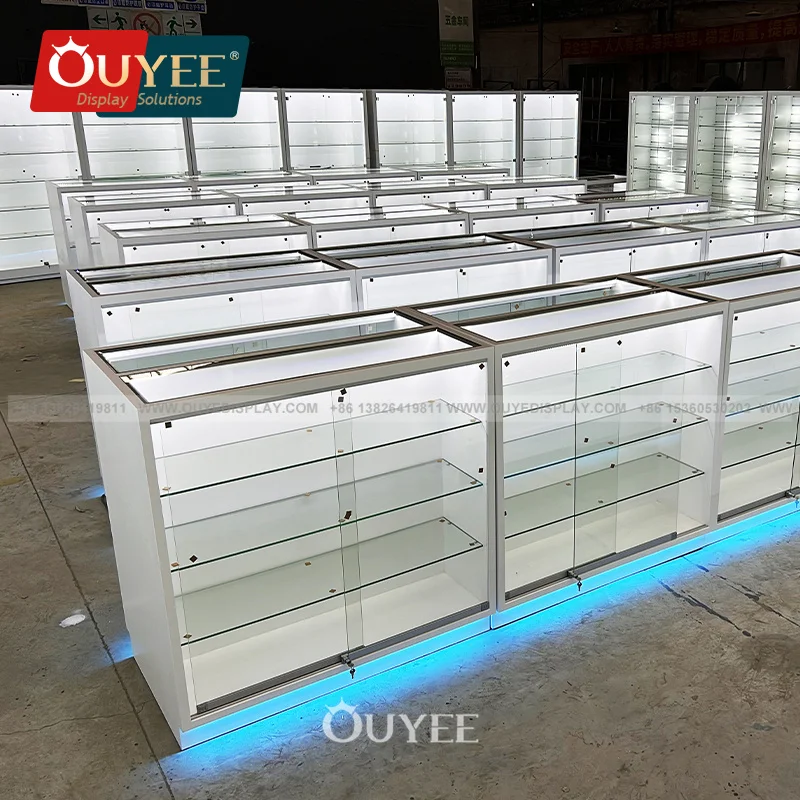 Customized-Factory Direct Sale Mobile Phone Shop Decoration Glass Showcase Mobile Shop Counter Design Cell Phone Display Glass C