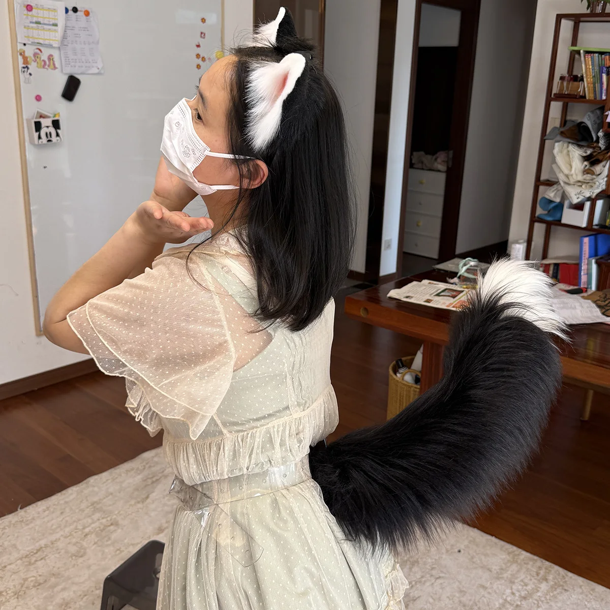 Faux Fur Electric Tail Motorized Tail for Cosplay&Paty fluffy and soft social anxiety accessories Electric Pet cat fox wolf Tail