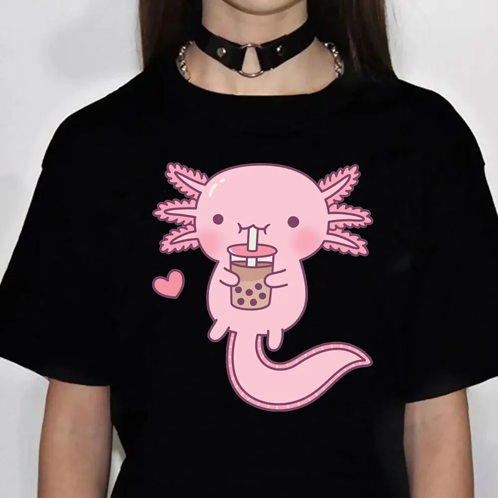 Axolotl t-shirt women clothes cute kawaii vintage y2k t shirt female Drink Bubble Tea girl\'s T-shirt Casual Short Sleeve Tee top