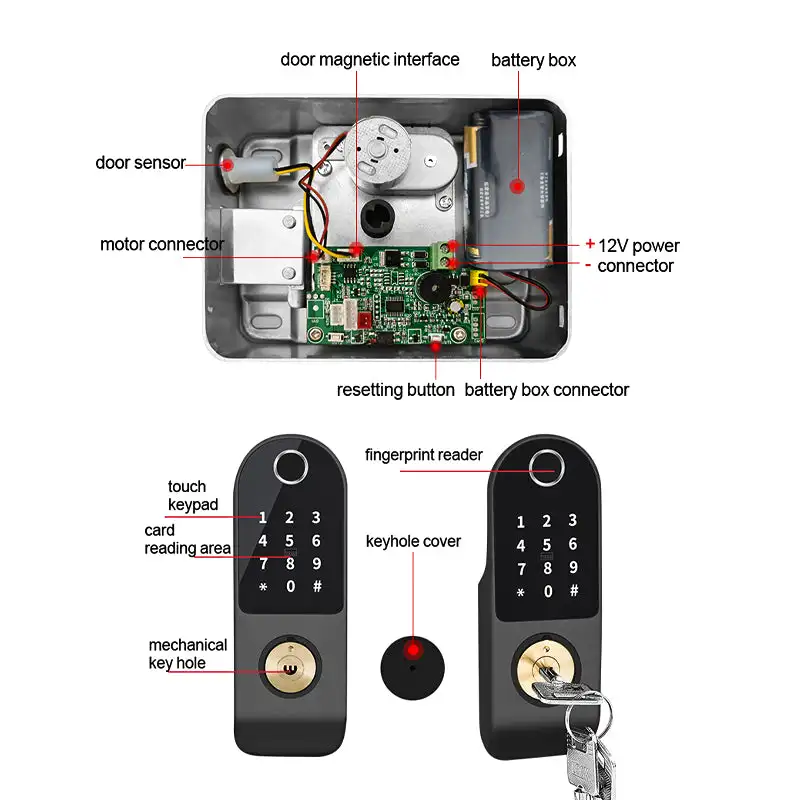 Waterdichte Outdoor Smart Lock Voor Houten Metalen Staal Gate Keyless Elektrische Velg Wifi Vingerafdruk Slot Met Tuya Smart Leven App