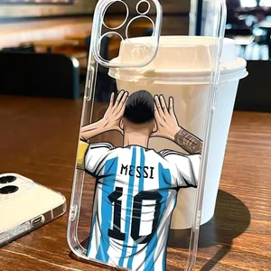 Nr. 10 Messi Futebol Superstar transparentes Anti-Fault-Design-Hülle für iPhone 15 Pro Max 16 14 13 12 Mini Soft Silicon Cape 10 Hauptverkäufe iPhone X Messi Cover - №3