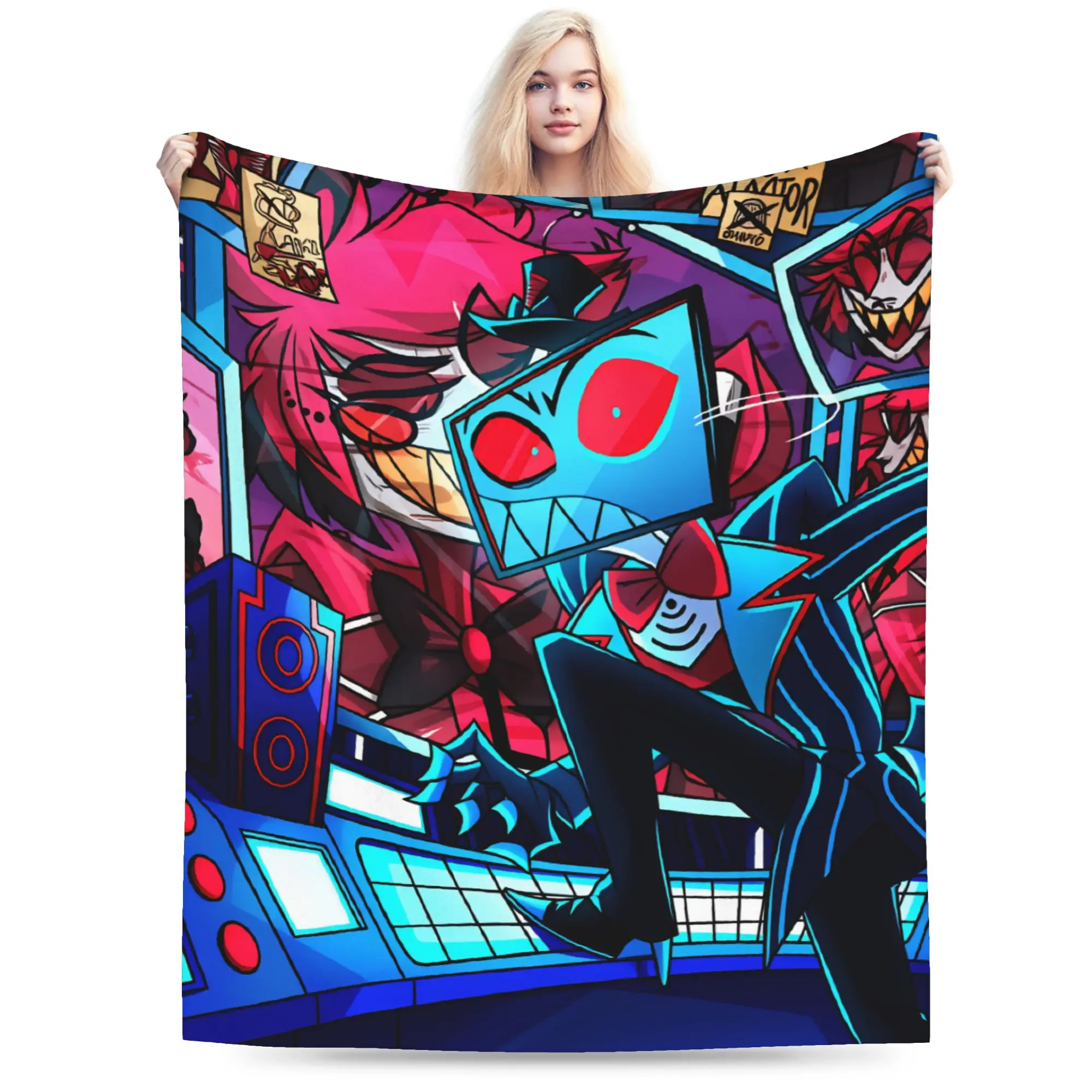 Relax Alastor Vox  Blanket Quality Super Soft Hazbines Hoteles Bedding Throws Winter Kids Adult Couch Bed Aesthetic Bedspread