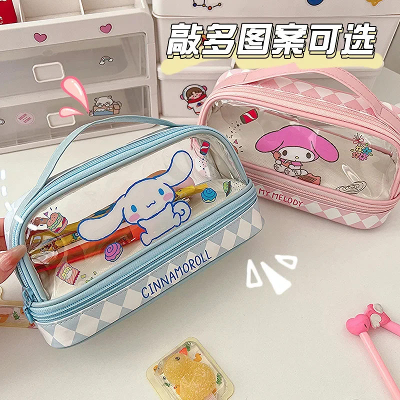 Sanrio Hello Kitty tempat pensil lucu kartun Kuromi My Melody Cinnamoroll siswa tas alat tulis perlengkapan sekolah hadiah liburan