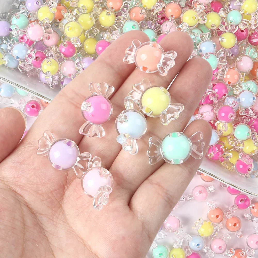 

20pcs DIY Jewelry Accessories Handwoven Bracelet Beading Materials Clear Acrylic Candy Beads Bead In Bead Loose Beads