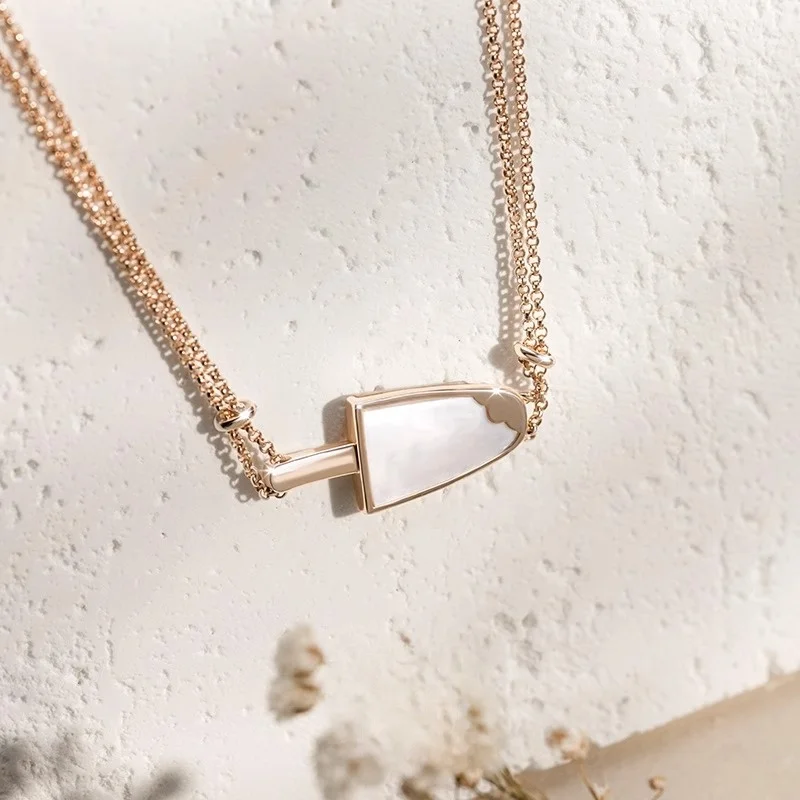 Natural white frizz ice cream necklace girly clavicle chain ice cream pendant rose gold