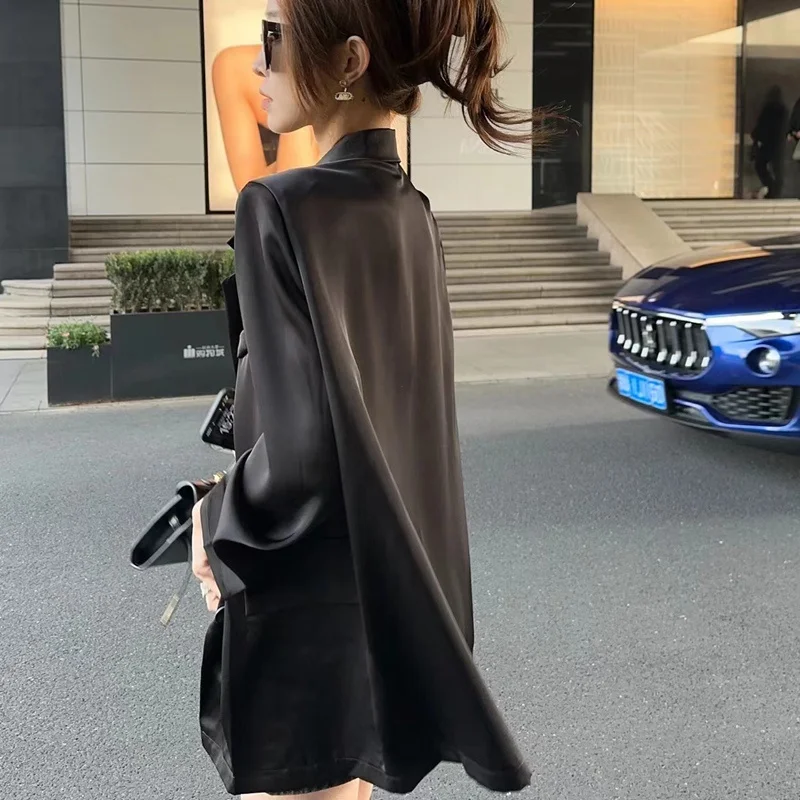 

Long Coat Woman Women'S Blazer Chinoiserie Brief Topstitched Retractable Ombre Occupation Autum Pear Material Check Fem Ladies'