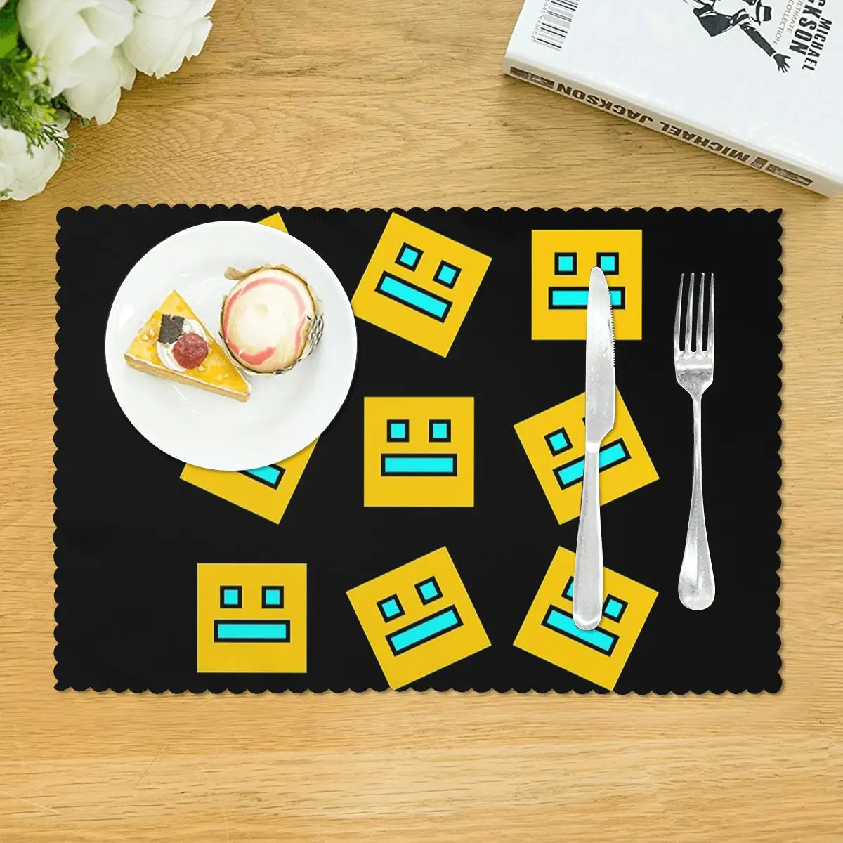 Geometry Cube Gaming Dash Placemat Heat Resistant Plate Mat for Dining Table Bowl Coaster Home Decor Absorbent Mats
