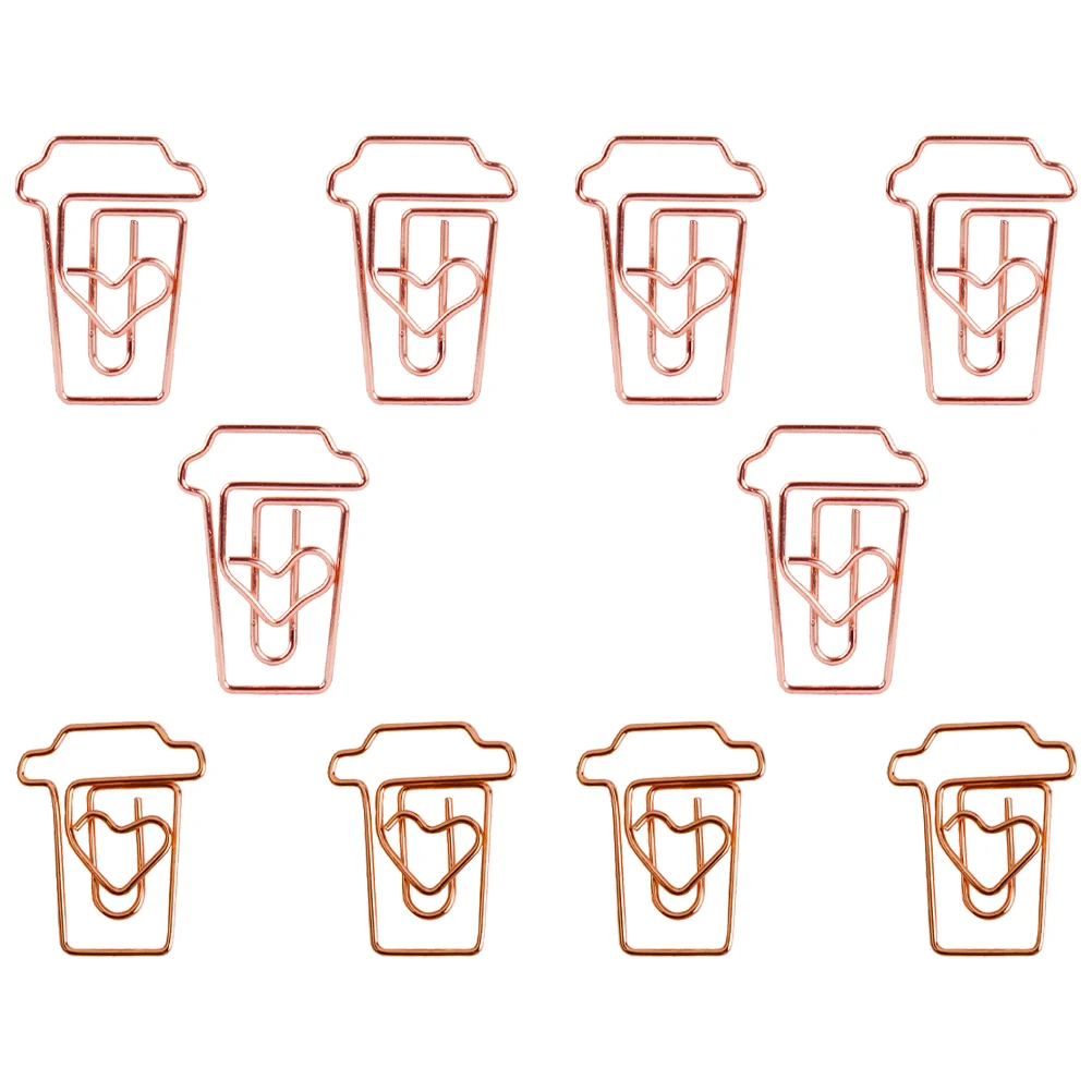 24 قطعة فنجان القهوة دبابيس ورق سبيكة الإبداعية المعادن ملاحظة كليب لمكتب المدرسة المرجعية منظم قرطاسية ورقة السحابات