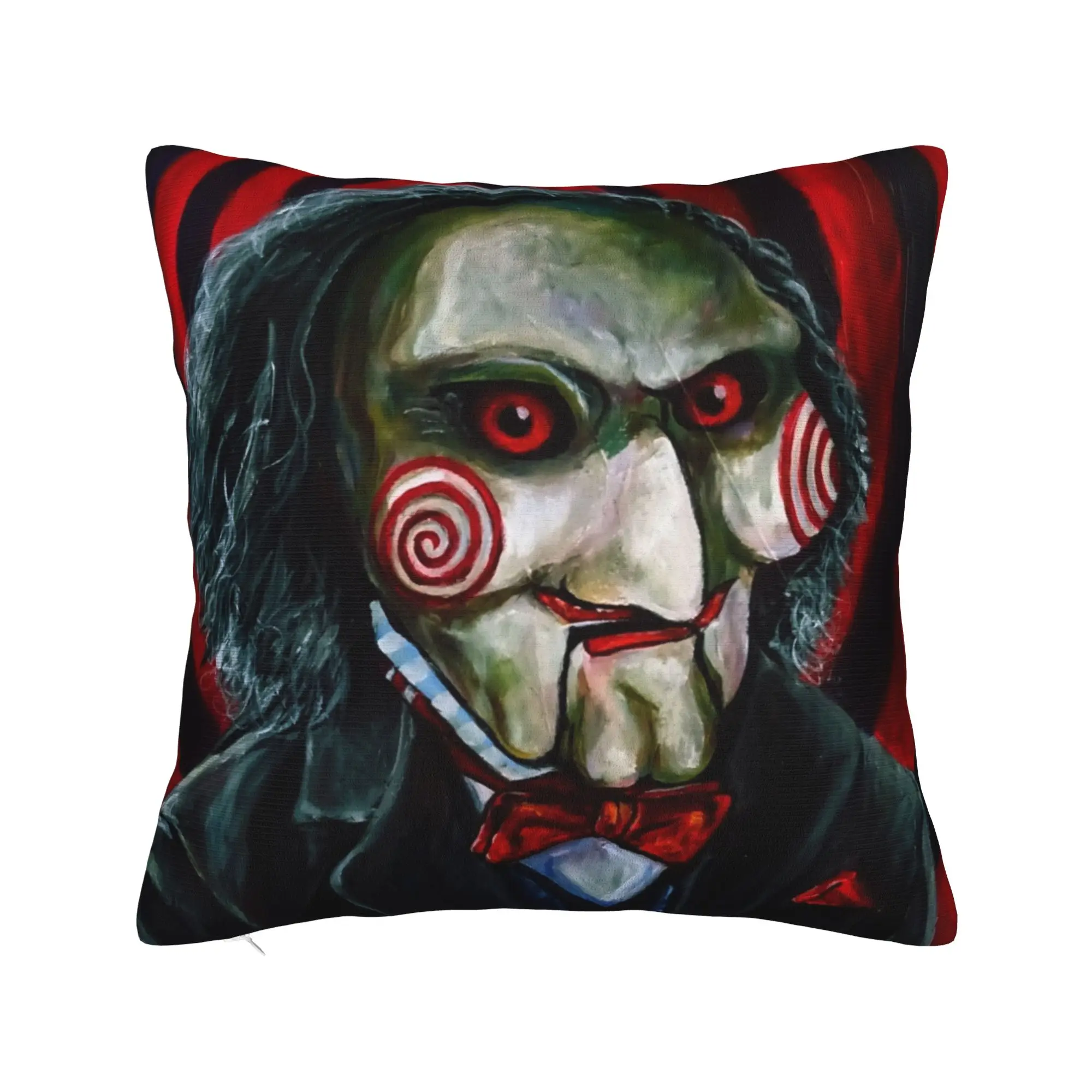 Billy The Puppet Saw Pillowcase Soft Polyester Cushion Cover Decorative Horror Movie Pillow Case Cover Bedroom Zippered 18''