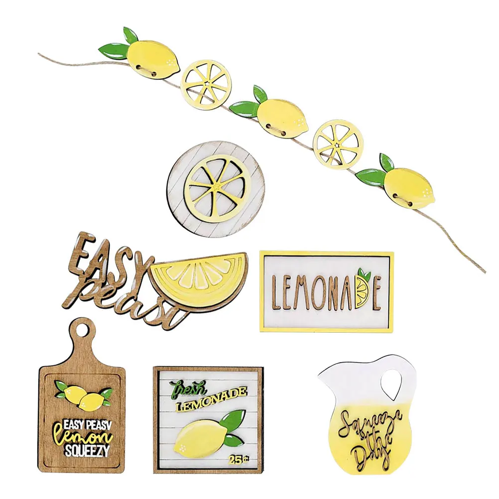 

7 Pcs Layered Tray Decorations Small Lemon for Kitchen The Banner Table and Accessories Wood Serving Mother Lemons