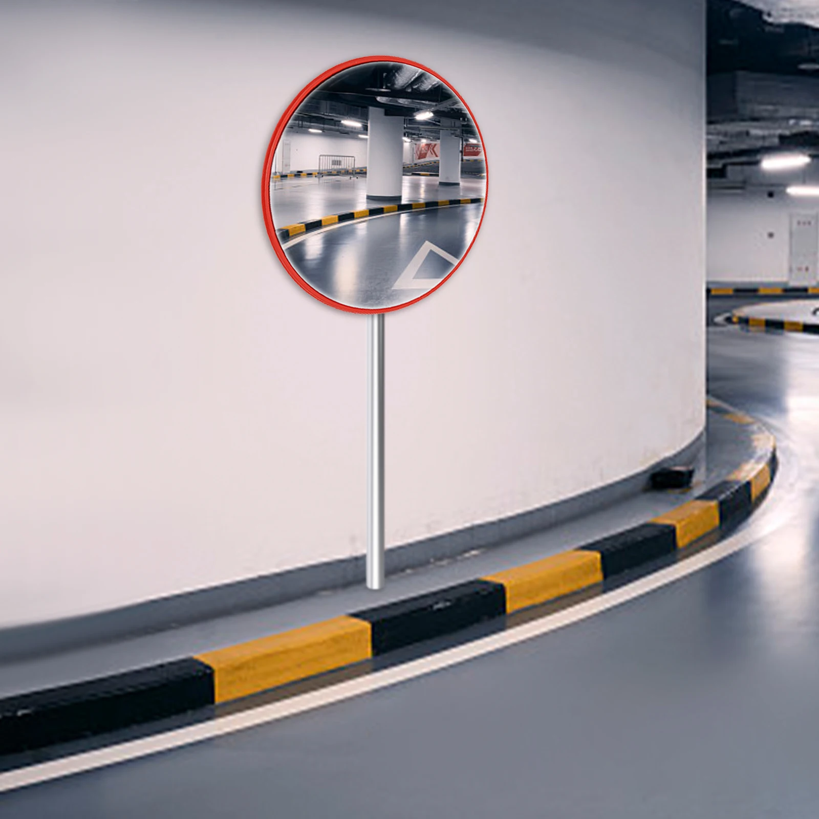 

30IN 1-Piece Convex Safety Mirror PC Plastic 130° Wide Angle 30FT Coverage Weather-Resistant For Driveway Garage Shop