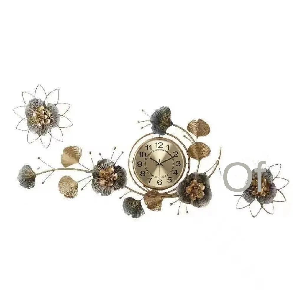 

Luxury Artistic Ginkgo Leaf Flower Wall Clock Chinese Style Mute Home Decor for Living Room Creative Fashionable Wall