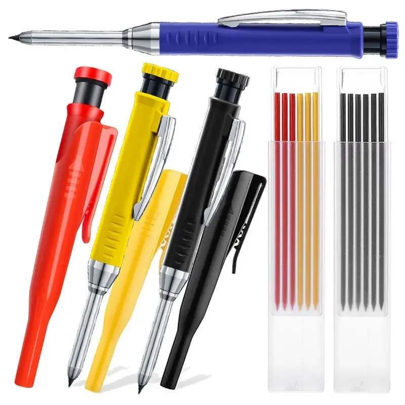 【セール中】キャップと 2.8 ミリメートル芯付き機械式木工鉛筆建築家向けの固体深穴木工機械式鉛筆マーカー